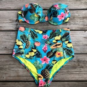 Strapless Highwaisted Matching Bikini Set